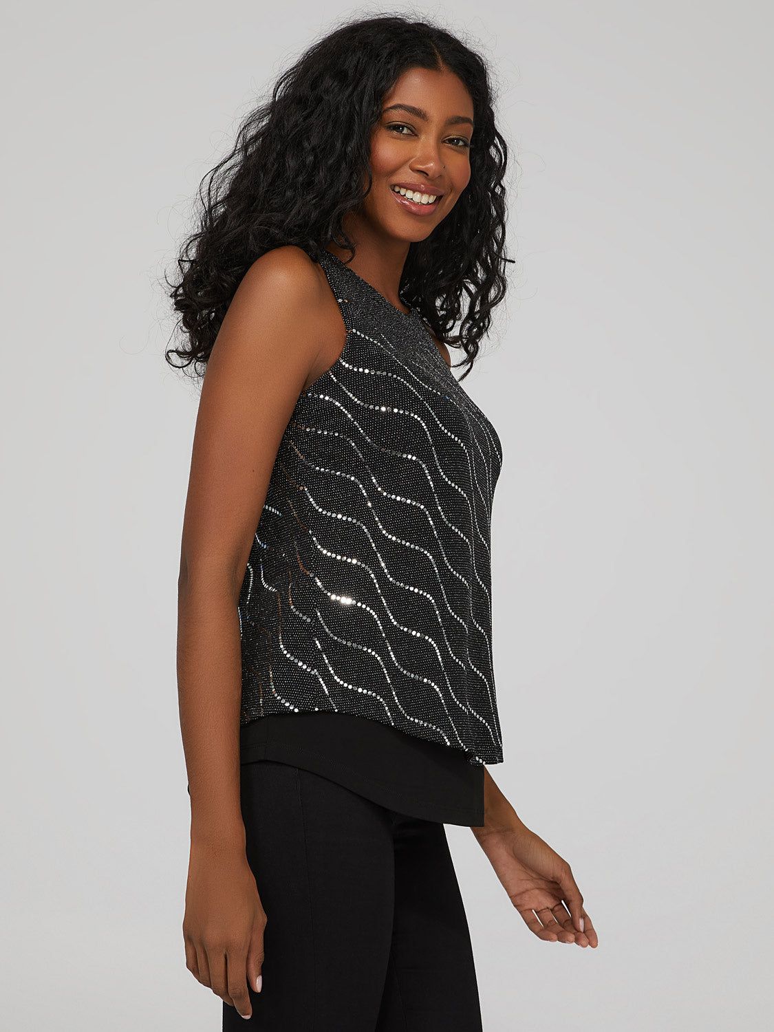 Glitter Wave Open Back Tank Top sold by Suzy Shier product image thumbnail 5