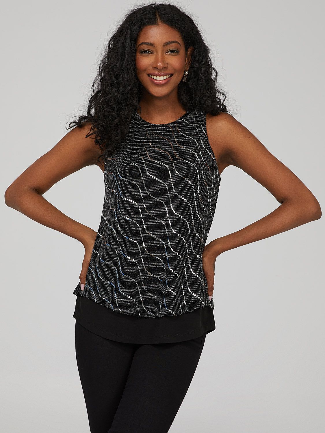 Glitter Wave Open Back Tank Top sold by Suzy Shier product image thumbnail 4