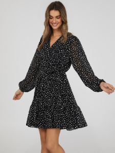 Printed Crossover Chiffon Dress sold by Suzy Shier