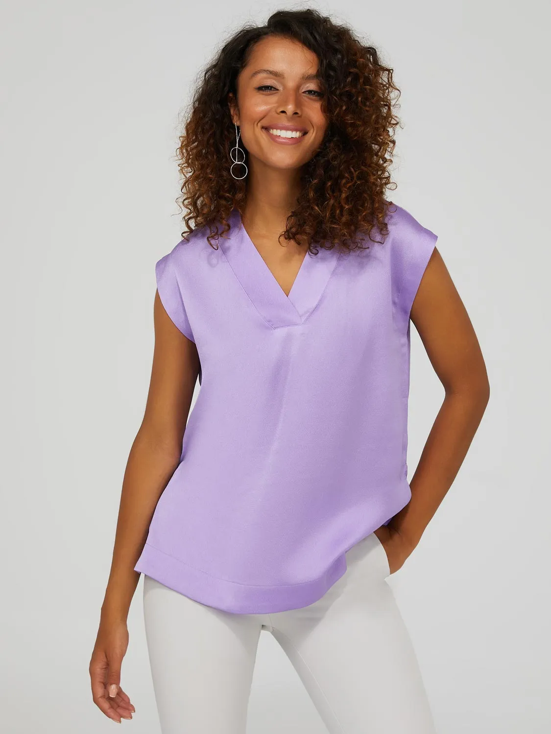 Textured Satin V-Neck Top sold by Suzy Shier product image thumbnail 2