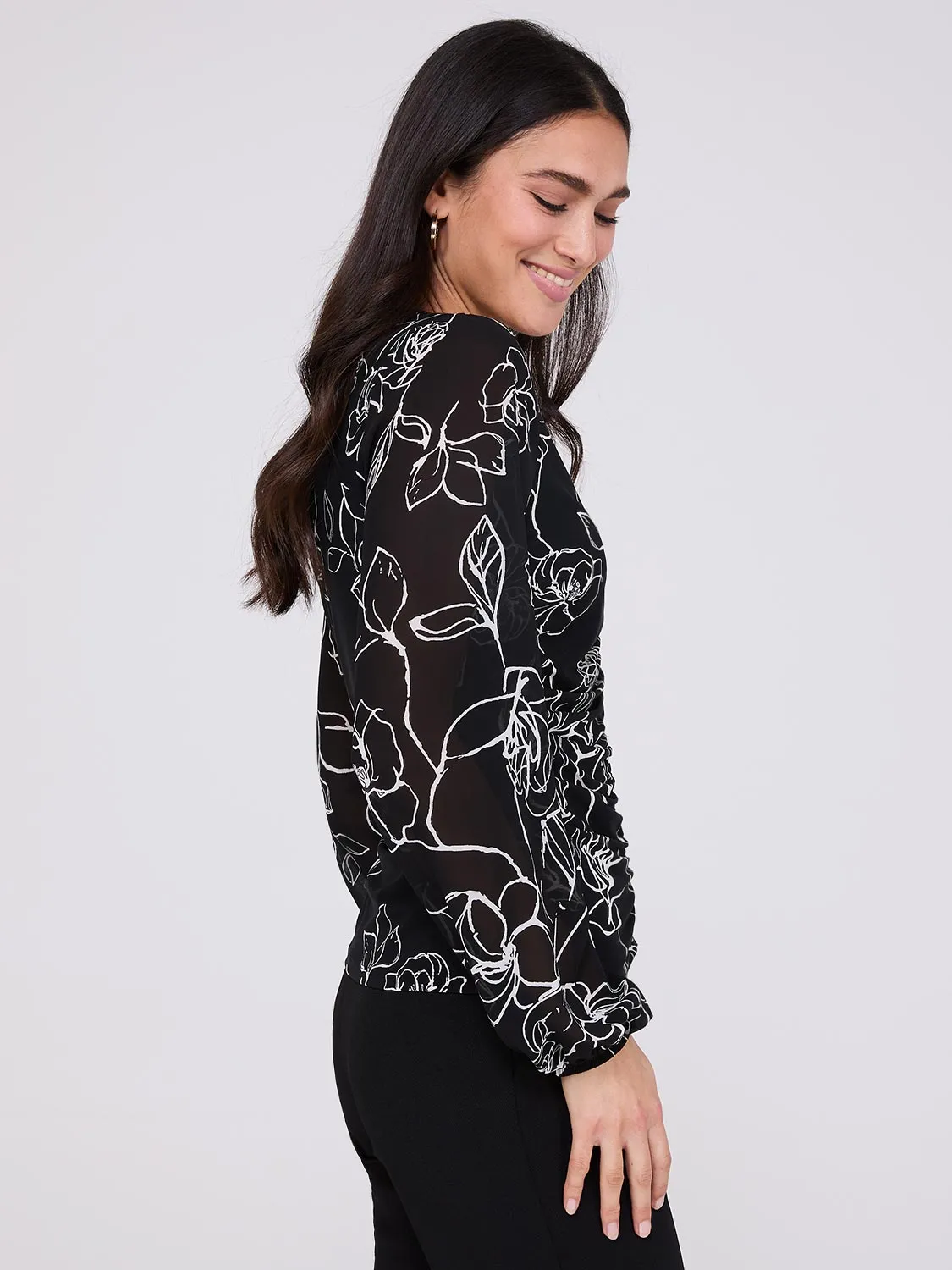 Floral Print Chiffon Ruched Top sold by Suzy Shier product image thumbnail 4