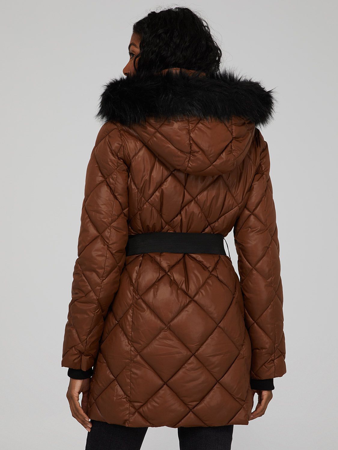 Diamond Quilted Fur Trimmed Puffer Coat sold by Suzy Shier product image thumbnail 8