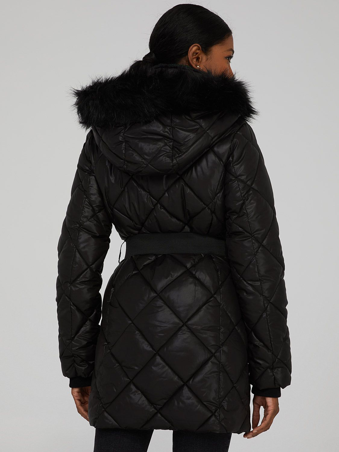 Diamond Quilted Fur Trimmed Puffer Coat sold by Suzy Shier product image thumbnail 4