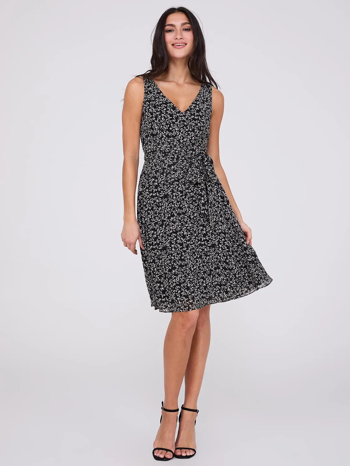 Sleeveless Floral Print V-Neck Chiffon Dress sold by Suzy Shier