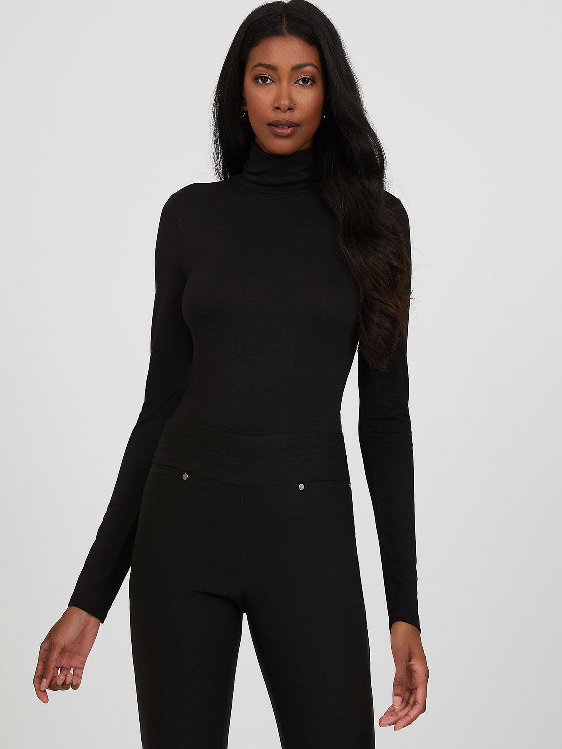 Long Sleeve Turtleneck Jersey Knit Top sold by Suzy Shier
