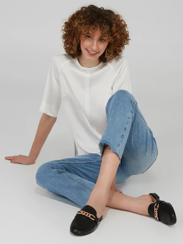 Slide-On Loafers With Gold Chain sold by Suzy Shier