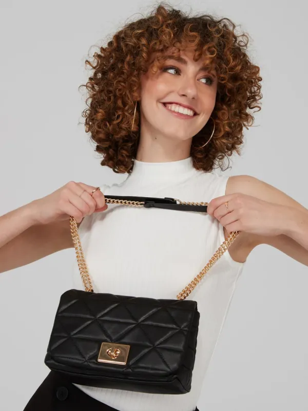 Quilted Handbag With Double Chain Straps sold by Suzy Shier