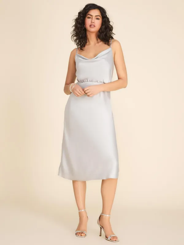 Cowl Neck Satin A-Line Midi Dress sold by Suzy Shier