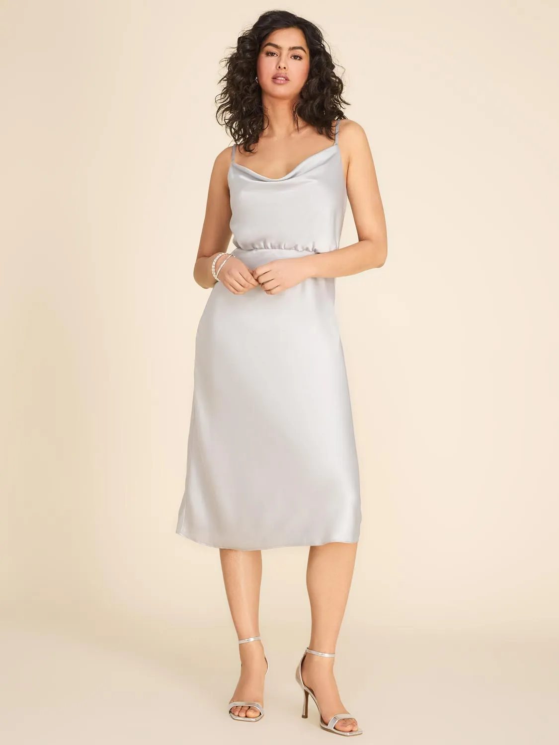Cowl Neck Satin A-Line Midi Dress sold by Suzy Shier