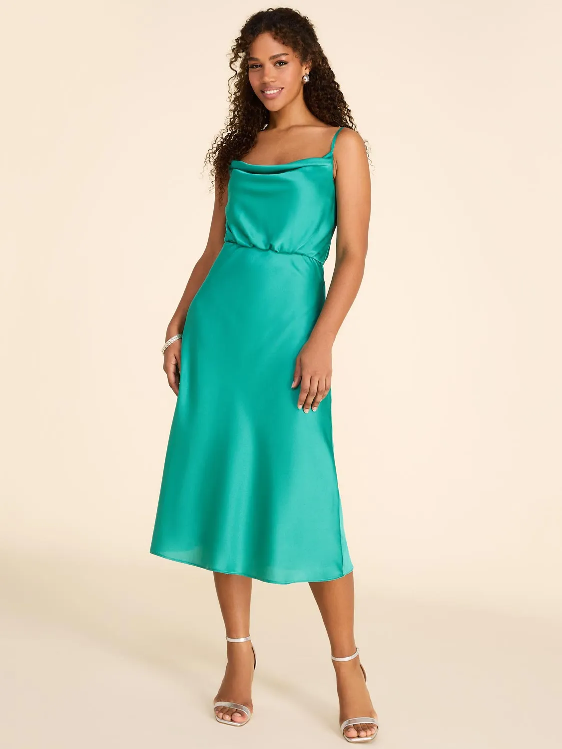 Cowl Neck Satin A-Line Midi Dress sold by Suzy Shier product image thumbnail 5