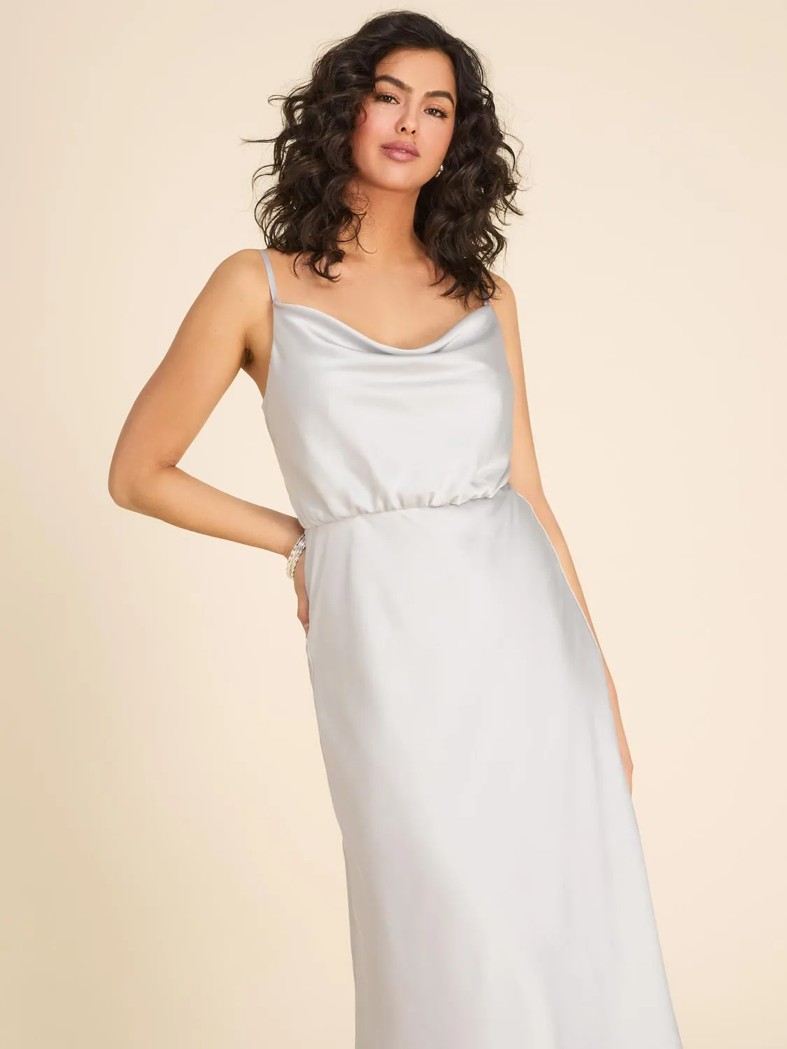 Cowl Neck Satin A-Line Midi Dress sold by Suzy Shier product image thumbnail 2