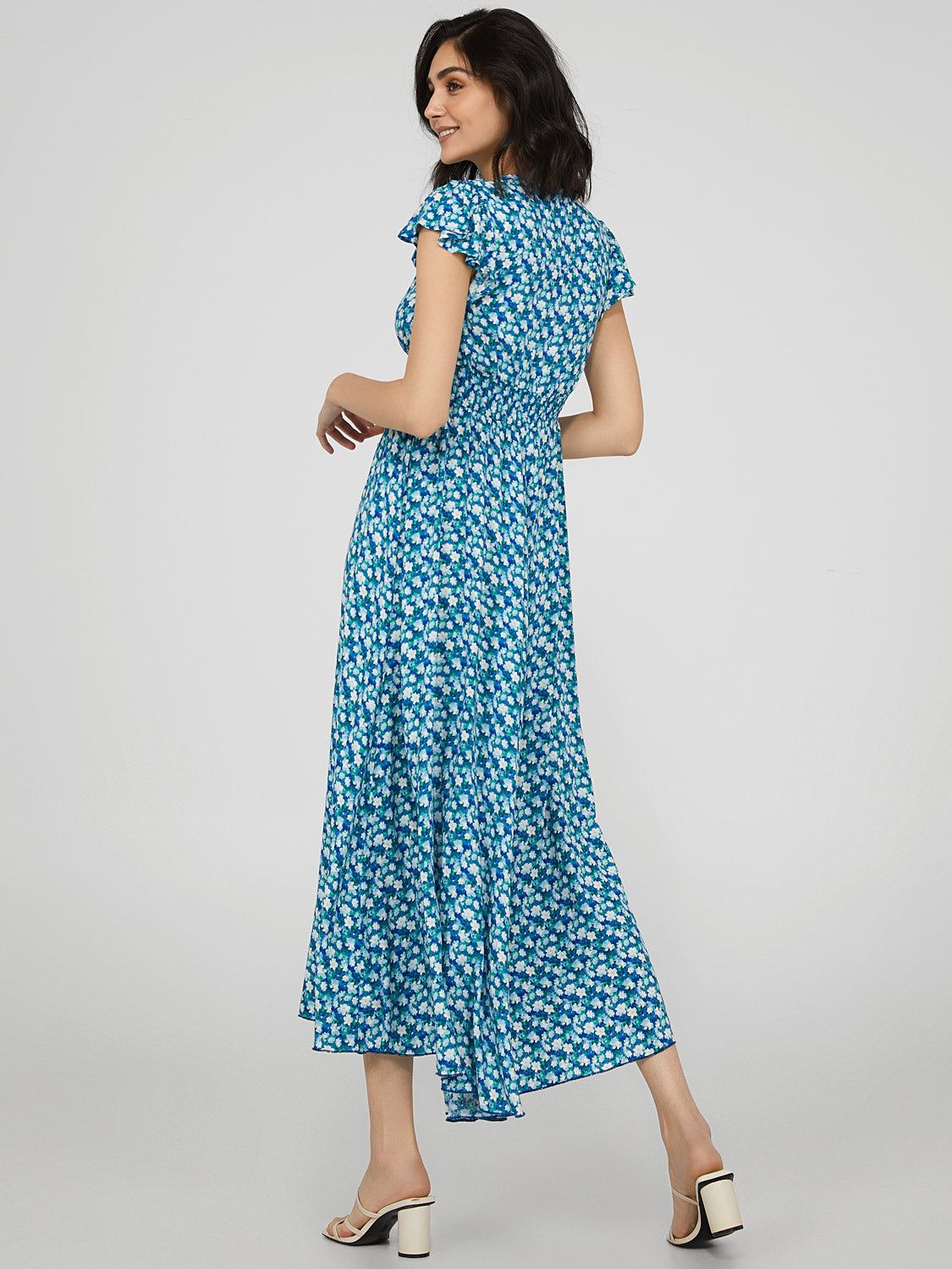 Floral Print Button-Front Maxi Dress With Smocked Waist sold by Suzy Shier product image thumbnail 5