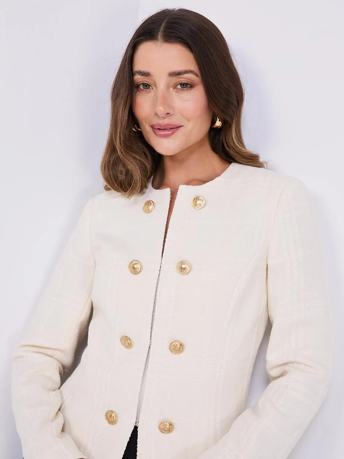 Boucle Blazer With Gold Buttons sold by Suzy Shier product image thumbnail 3