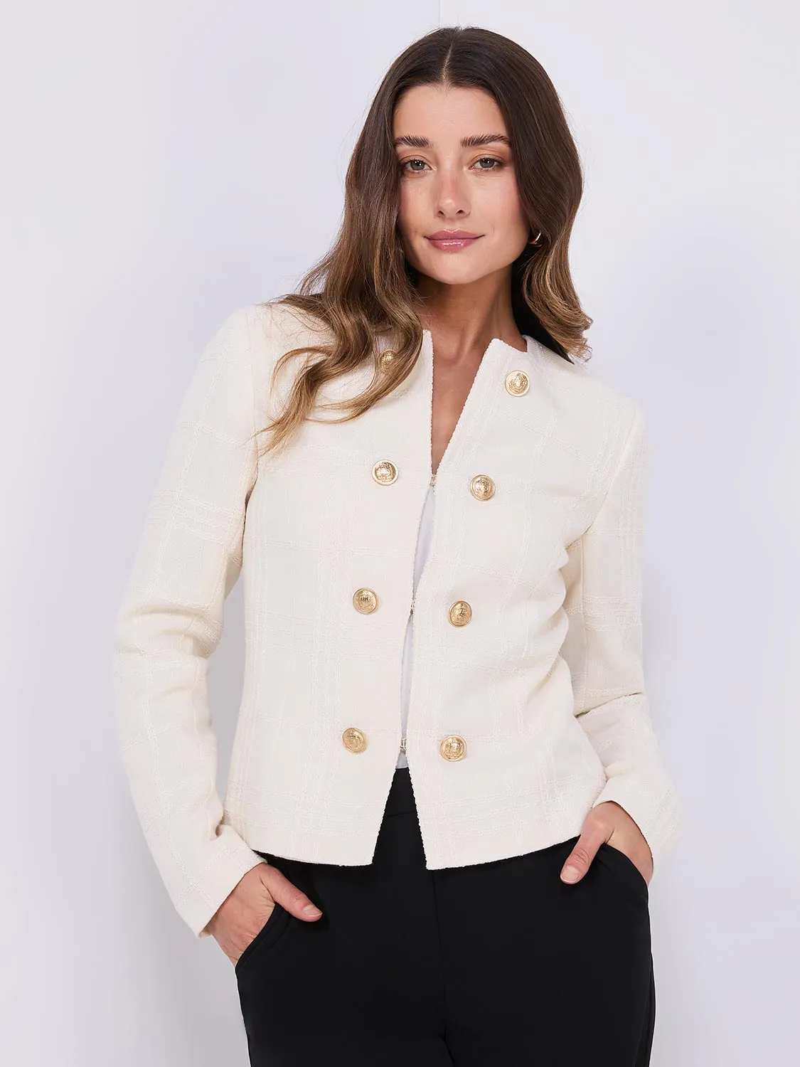 Boucle Blazer With Gold Buttons sold by Suzy Shier