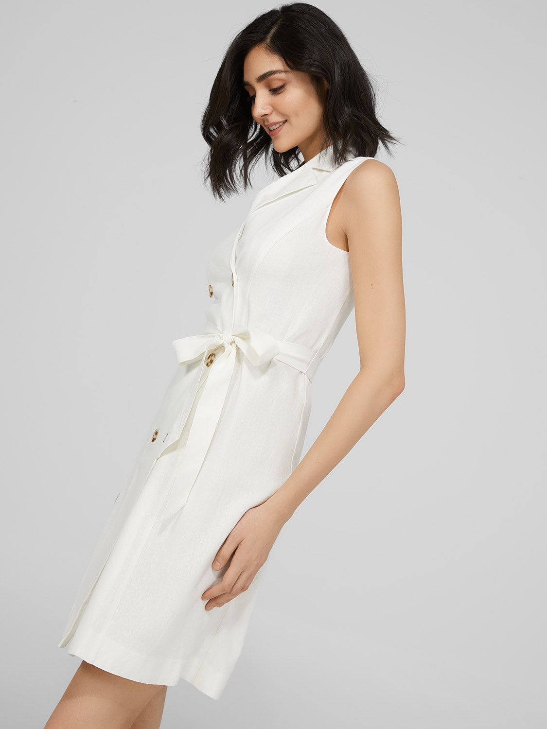 Linen Sleeveless Double-Breasted Blazer Dress sold by Suzy Shier product image thumbnail 3