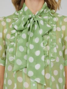 Polka Dot Chiffon Tie Neck Top sold by Suzy Shier