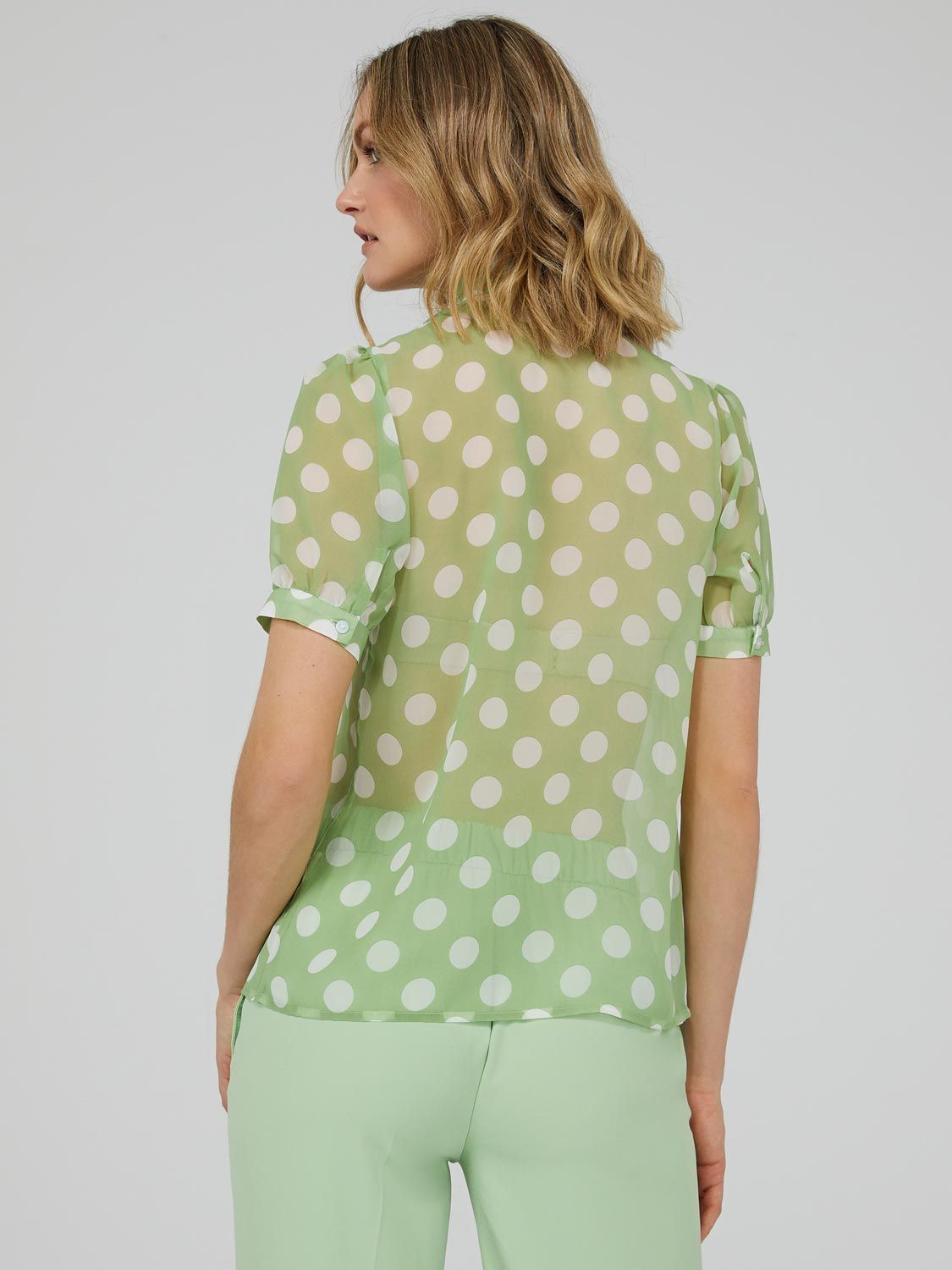 Polka Dot Chiffon Tie Neck Top sold by Suzy Shier product image thumbnail 6