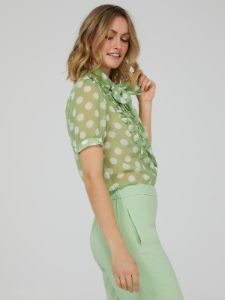 Polka Dot Chiffon Tie Neck Top sold by Suzy Shier