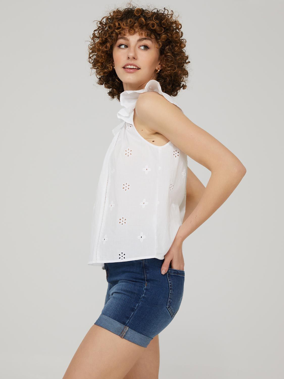 Eyelet Flutter Shoulder Top sold by Suzy Shier product image thumbnail 10