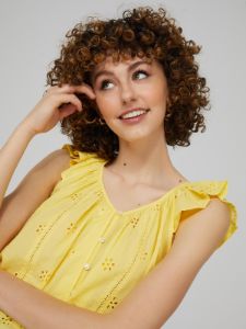 Eyelet Flutter Shoulder Top sold by Suzy Shier