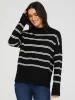 Striped Mock Neck High-Low Sweater sold by Suzy Shier