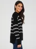 Striped Mock Neck High-Low Sweater sold by Suzy Shier