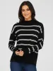Striped Mock Neck High-Low Sweater sold by Suzy Shier