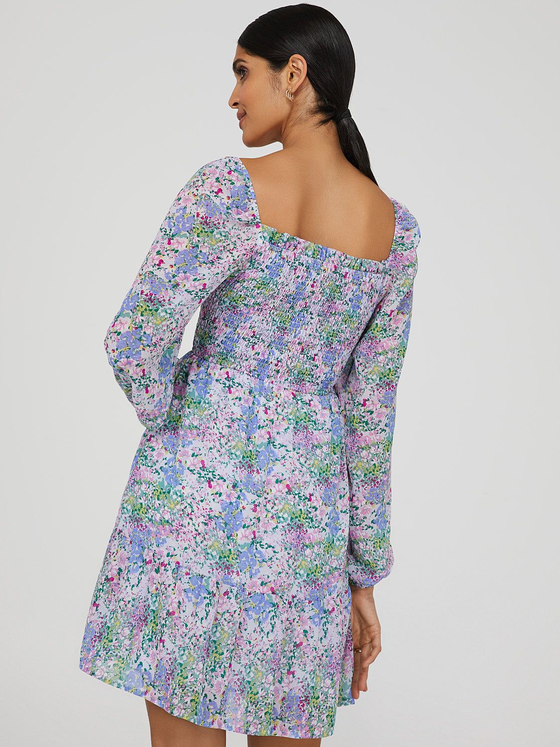 Printed Square Neck Smocked Dress sold by Suzy Shier product image thumbnail 5