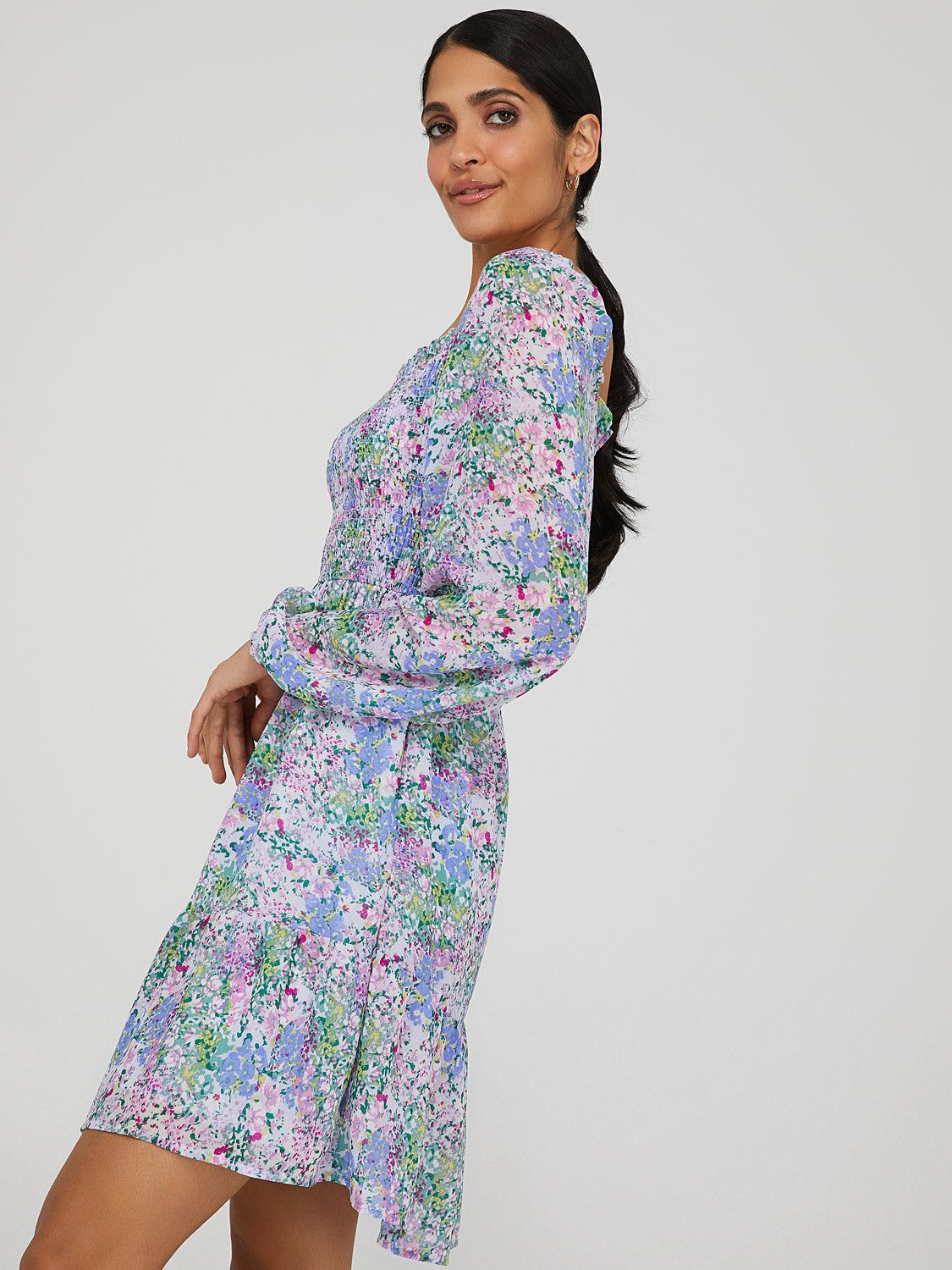 Printed Square Neck Smocked Dress sold by Suzy Shier product image thumbnail 3