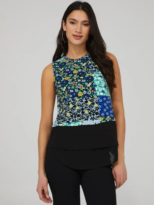 Printed Layered Round Neck Top sold by Suzy Shier