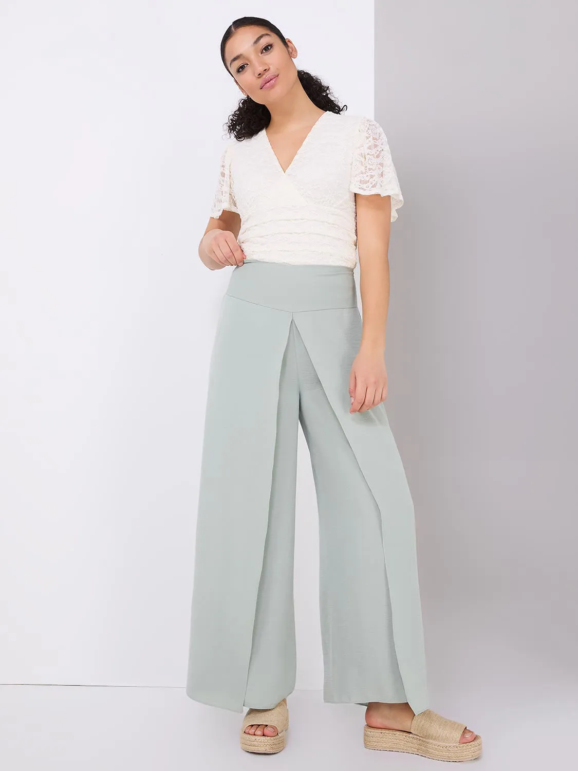 Palazzo Pants With Smocked Waistband sold by Suzy Shier