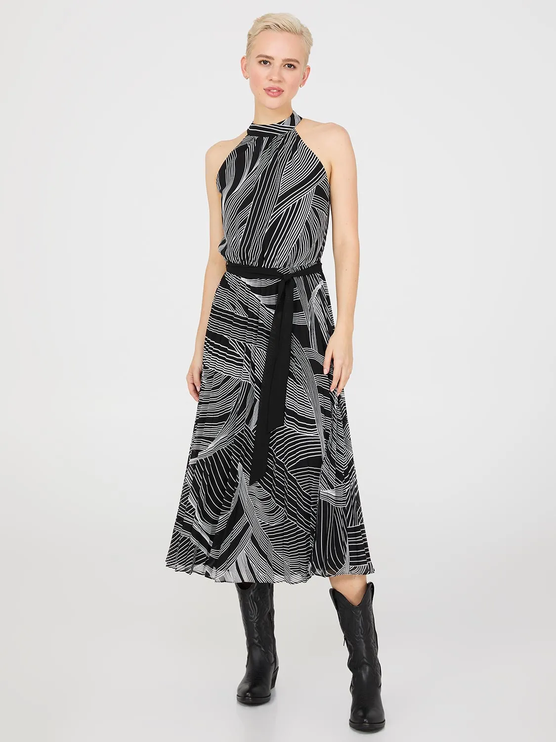 Swirl Print Halter Neck Chiffon Midi Dress sold by Suzy Shier product image thumbnail 2