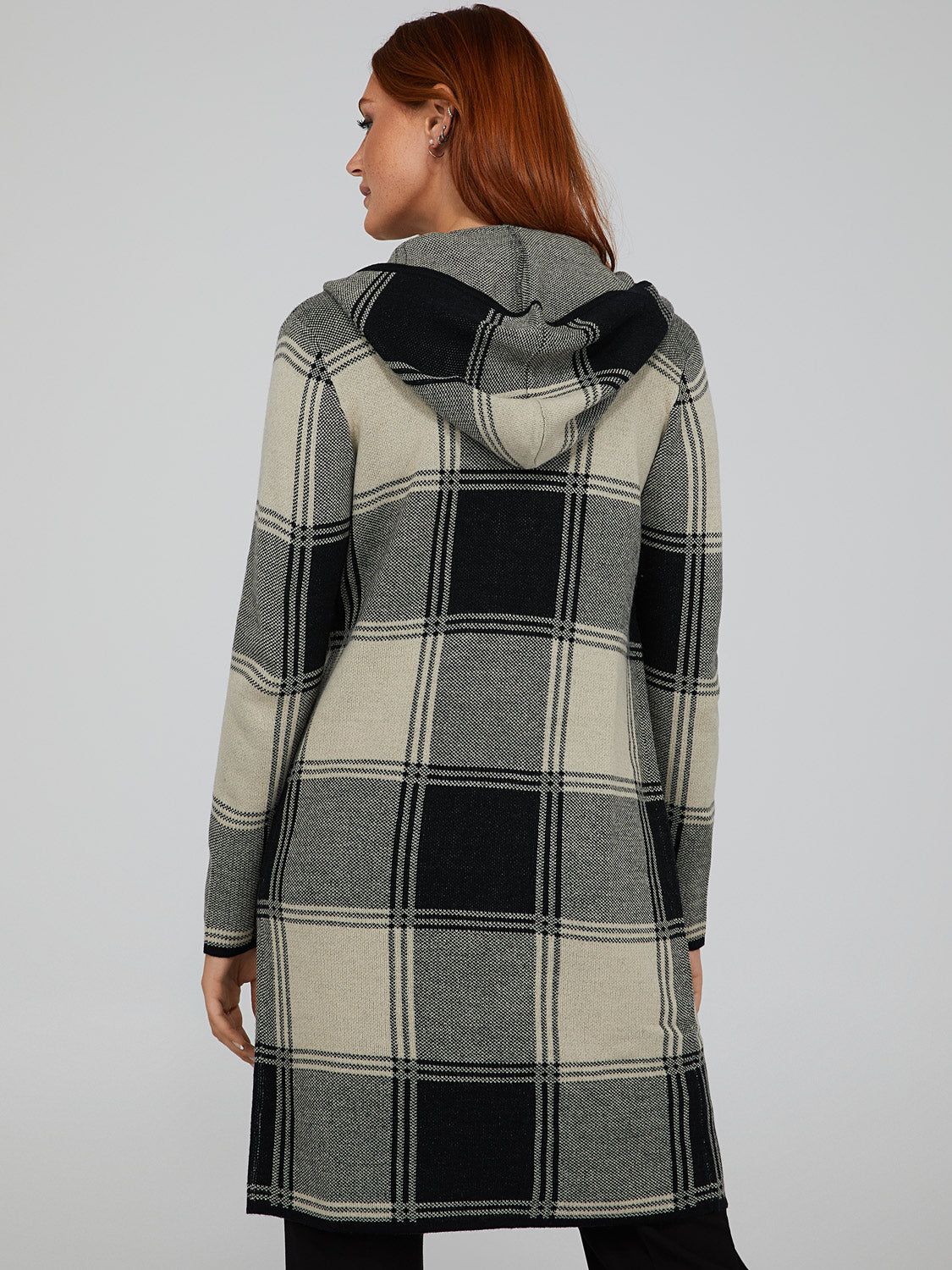 Plaid Cardigan With Hood sold by Suzy Shier product image thumbnail 4