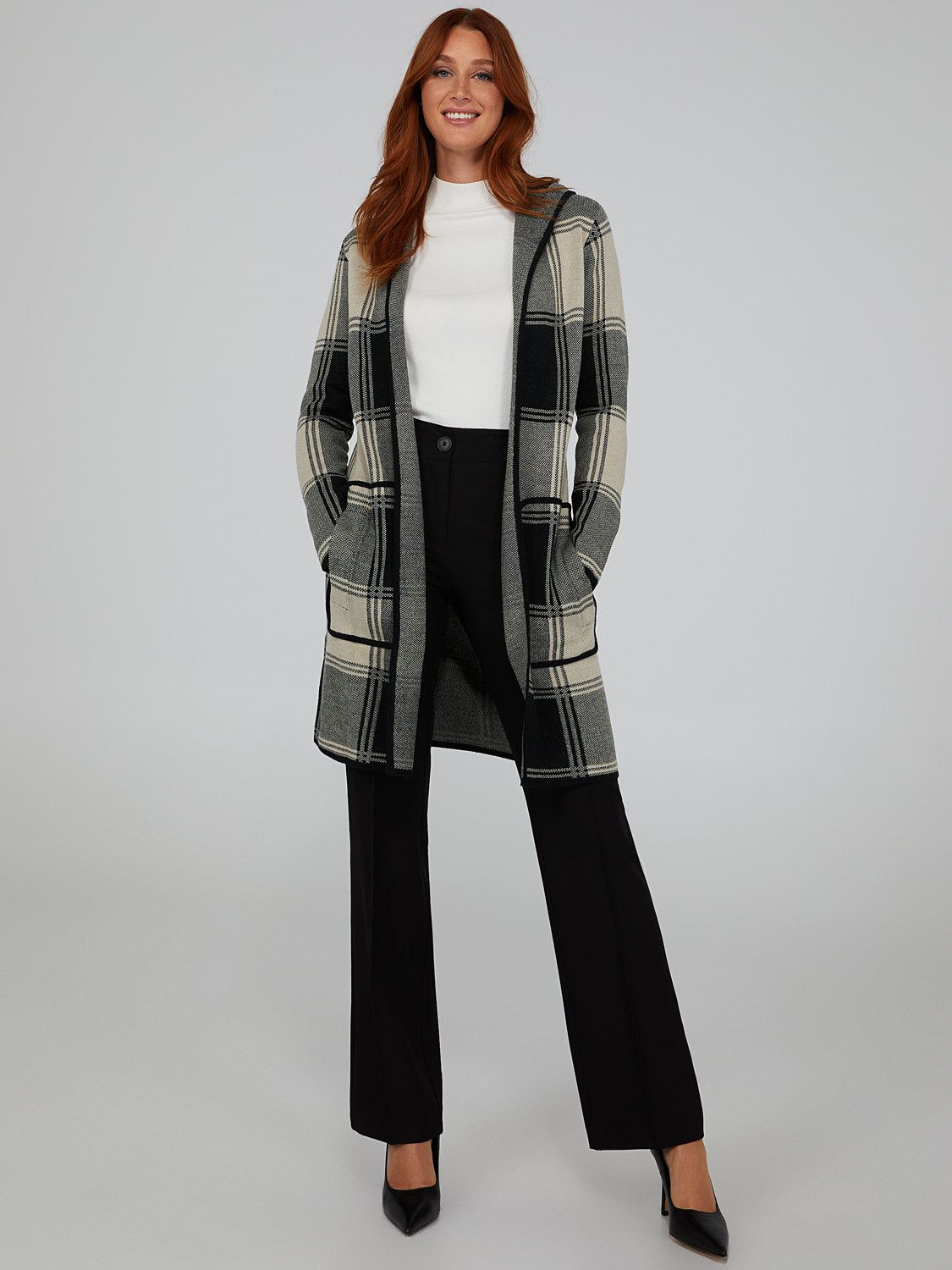 Plaid Cardigan With Hood sold by Suzy Shier