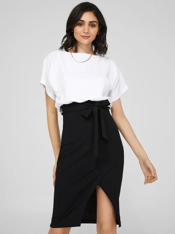 Dolman Sleeve Wrap Skirt Dress sold by Suzy Shier