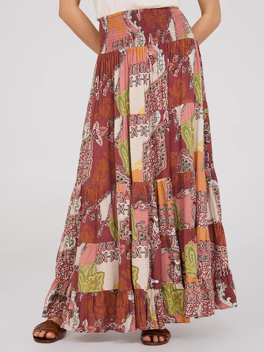 Printed Multi-Tiered Maxi Skirt sold by Suzy Shier product image thumbnail 2
