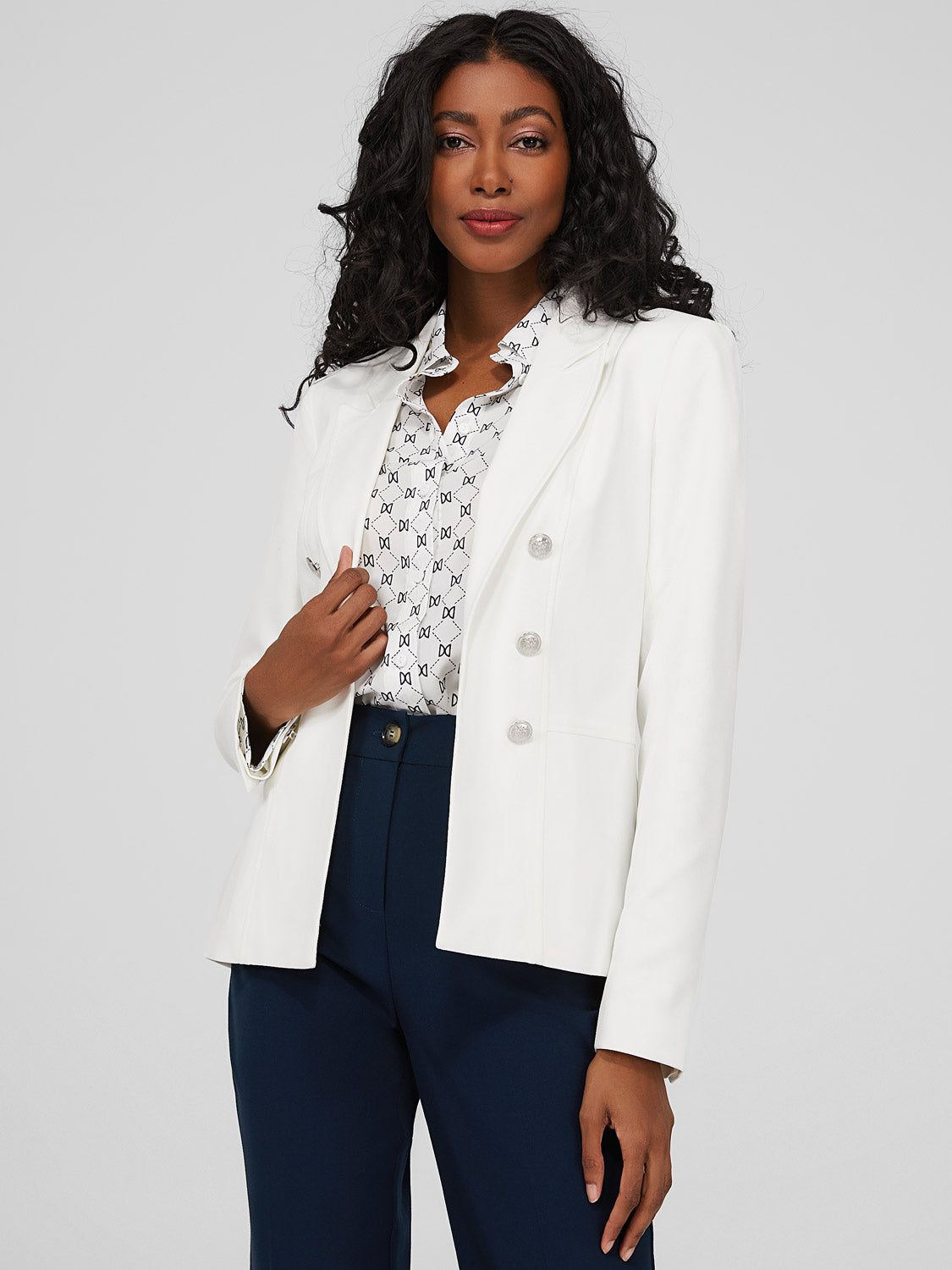 Faux Double-Breasted Blazer sold by Suzy Shier
