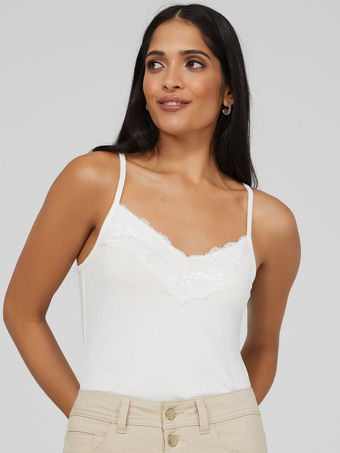 Lace Trim V-Neck Tank Top sold by Suzy Shier product image thumbnail 19