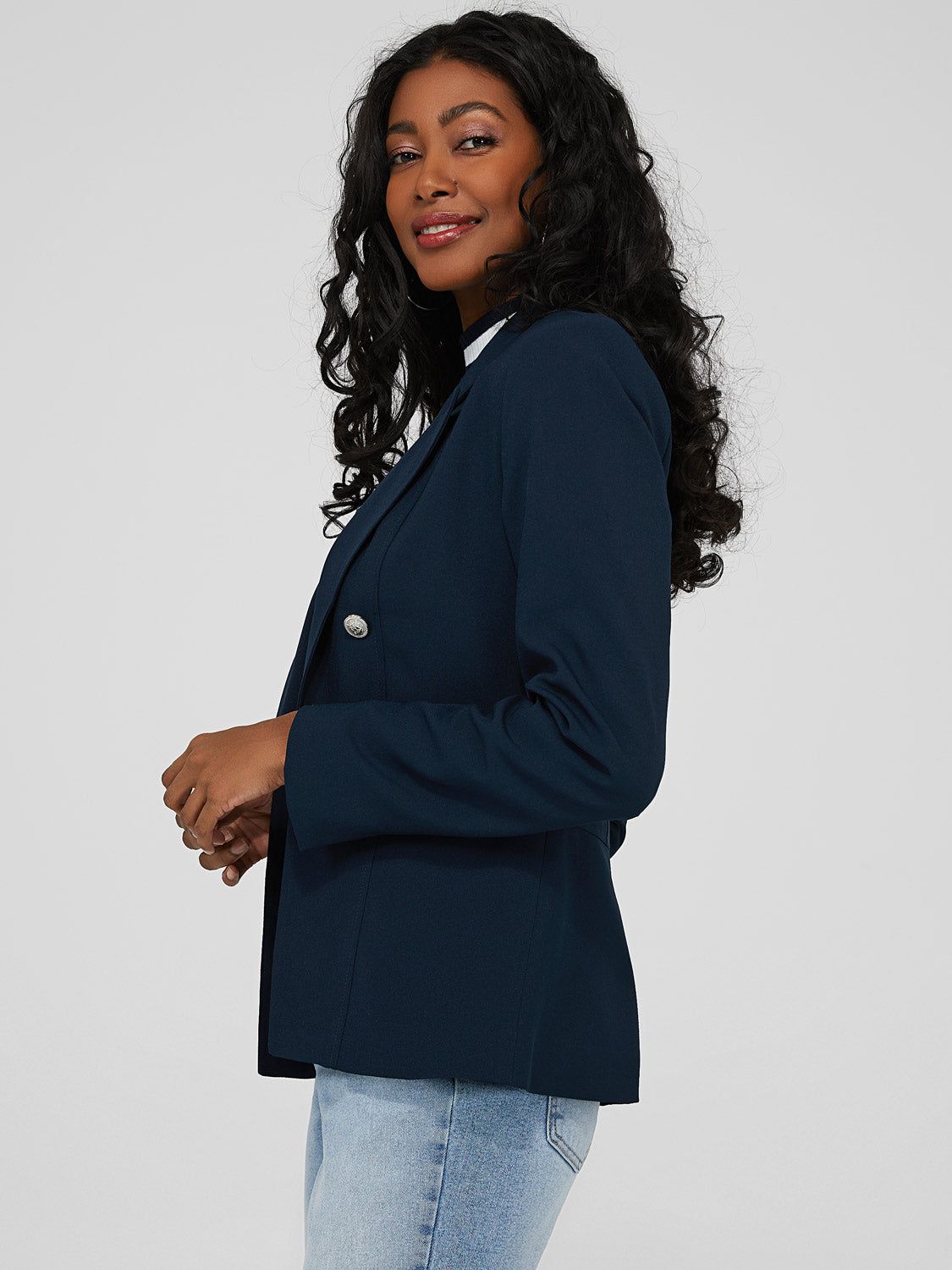 Faux Double-Breasted Blazer sold by Suzy Shier product image thumbnail 4