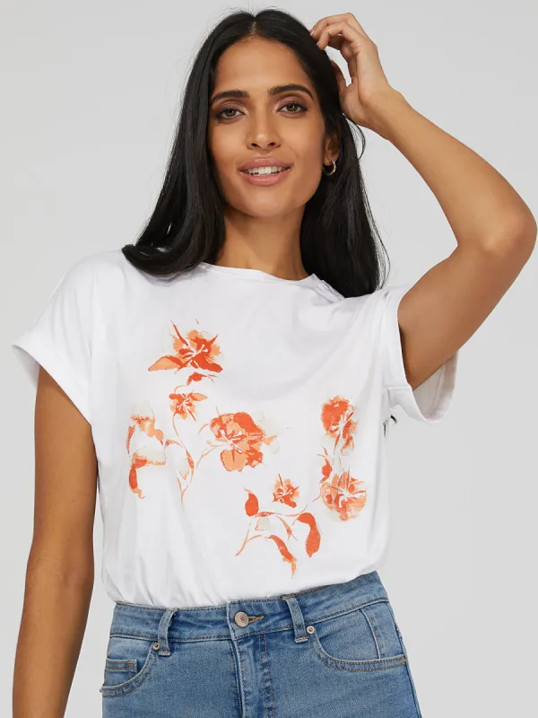 Floral Dolman Sleeve T-Shirt sold by Suzy Shier