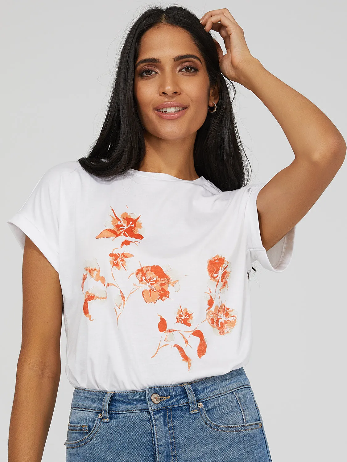 Floral Dolman Sleeve T-Shirt sold by Suzy Shier