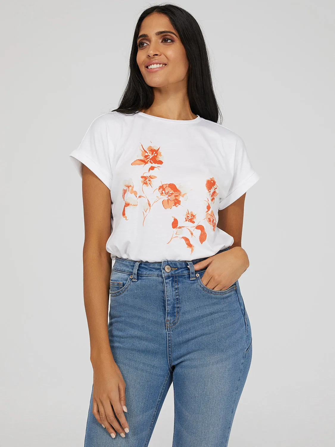 Floral Dolman Sleeve T-Shirt sold by Suzy Shier product image thumbnail 2
