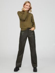 Faux Leather Straight Leg Pants With Cargo Pockets sold by Suzy Shier