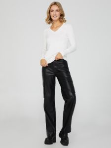 Faux Leather Straight Leg Pants With Cargo Pockets sold by Suzy Shier