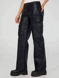 Faux Leather Straight Leg Pants With Cargo Pockets sold by Suzy Shier