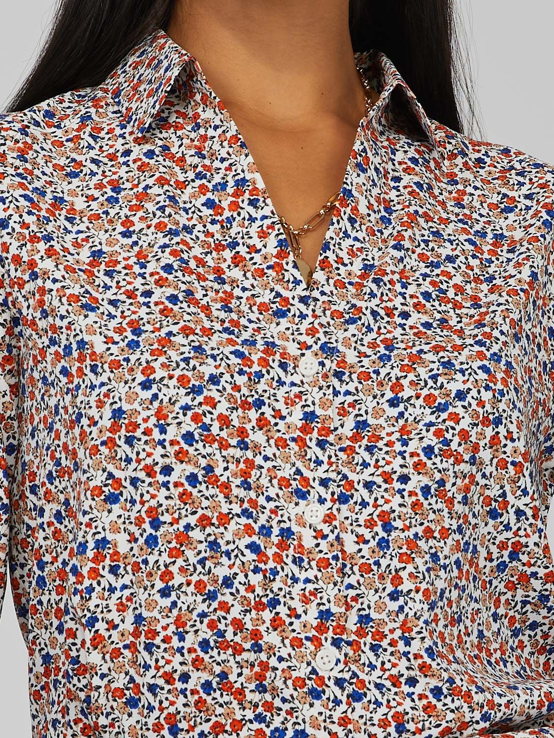 Printed Split Neck Button-Down Blouse sold by Suzy Shier product image thumbnail 6