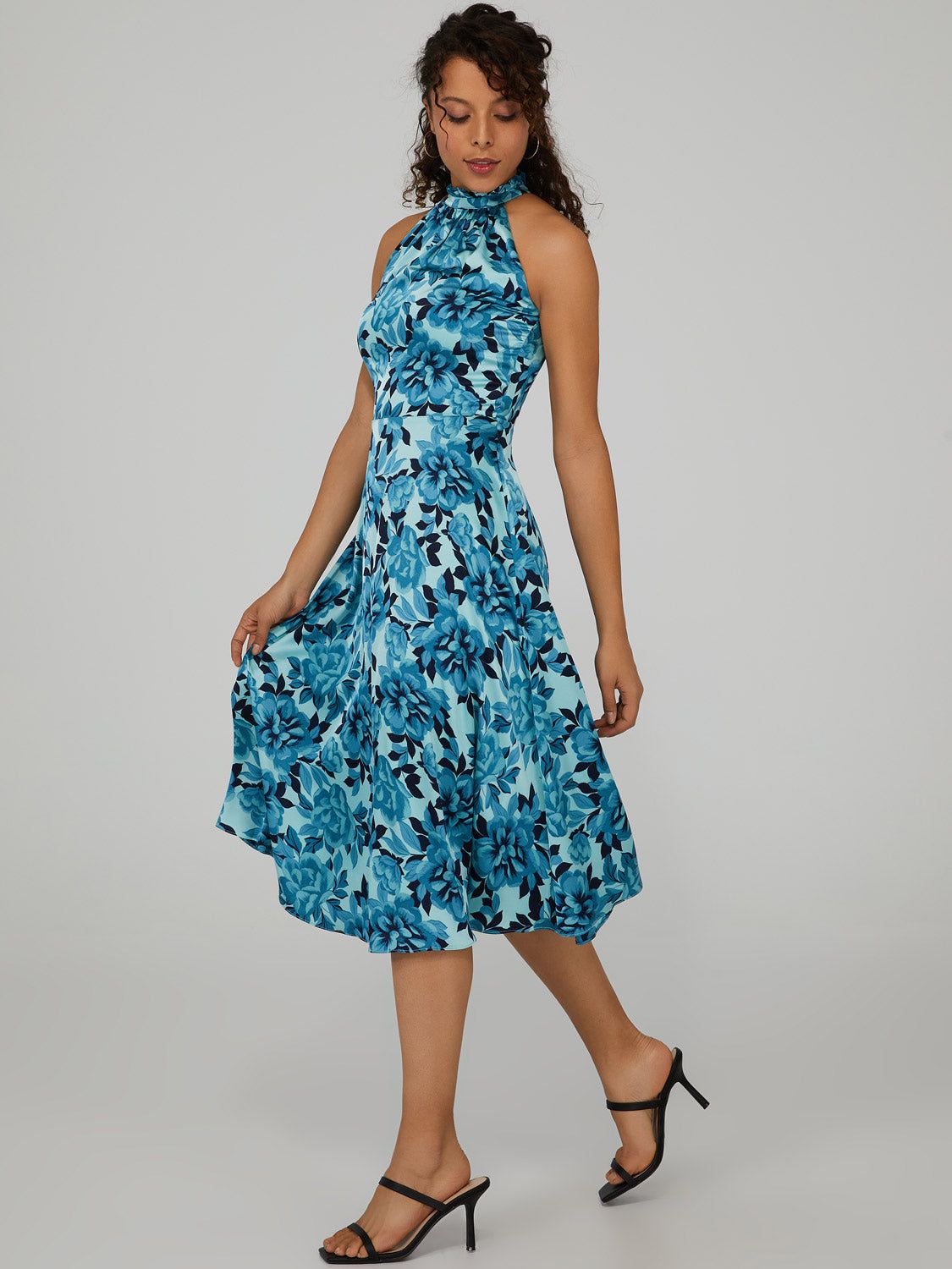 Satin High Neck Midi Dress sold by Suzy Shier product image thumbnail 4