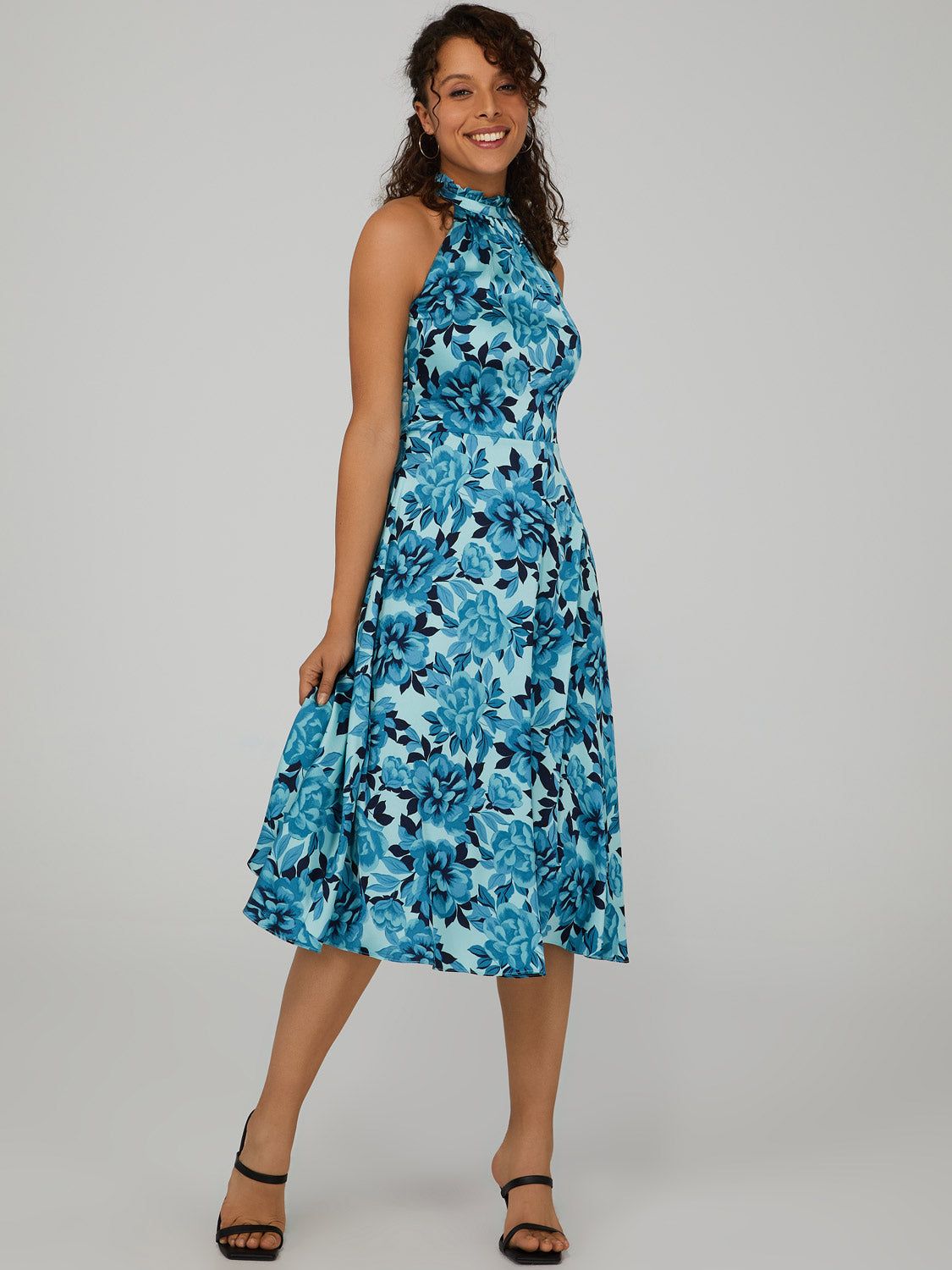 Satin High Neck Midi Dress sold by Suzy Shier