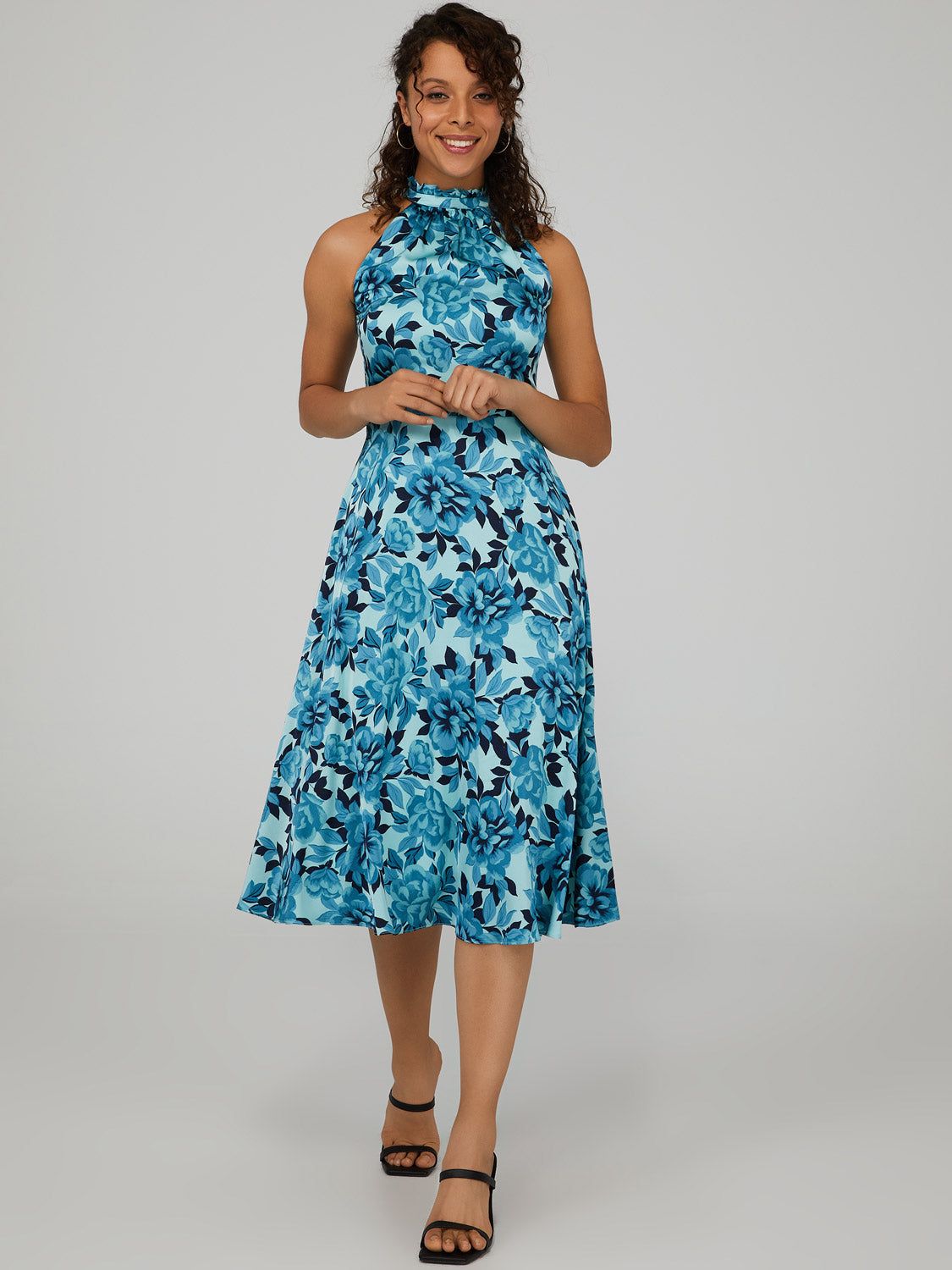 Satin High Neck Midi Dress sold by Suzy Shier product image thumbnail 3