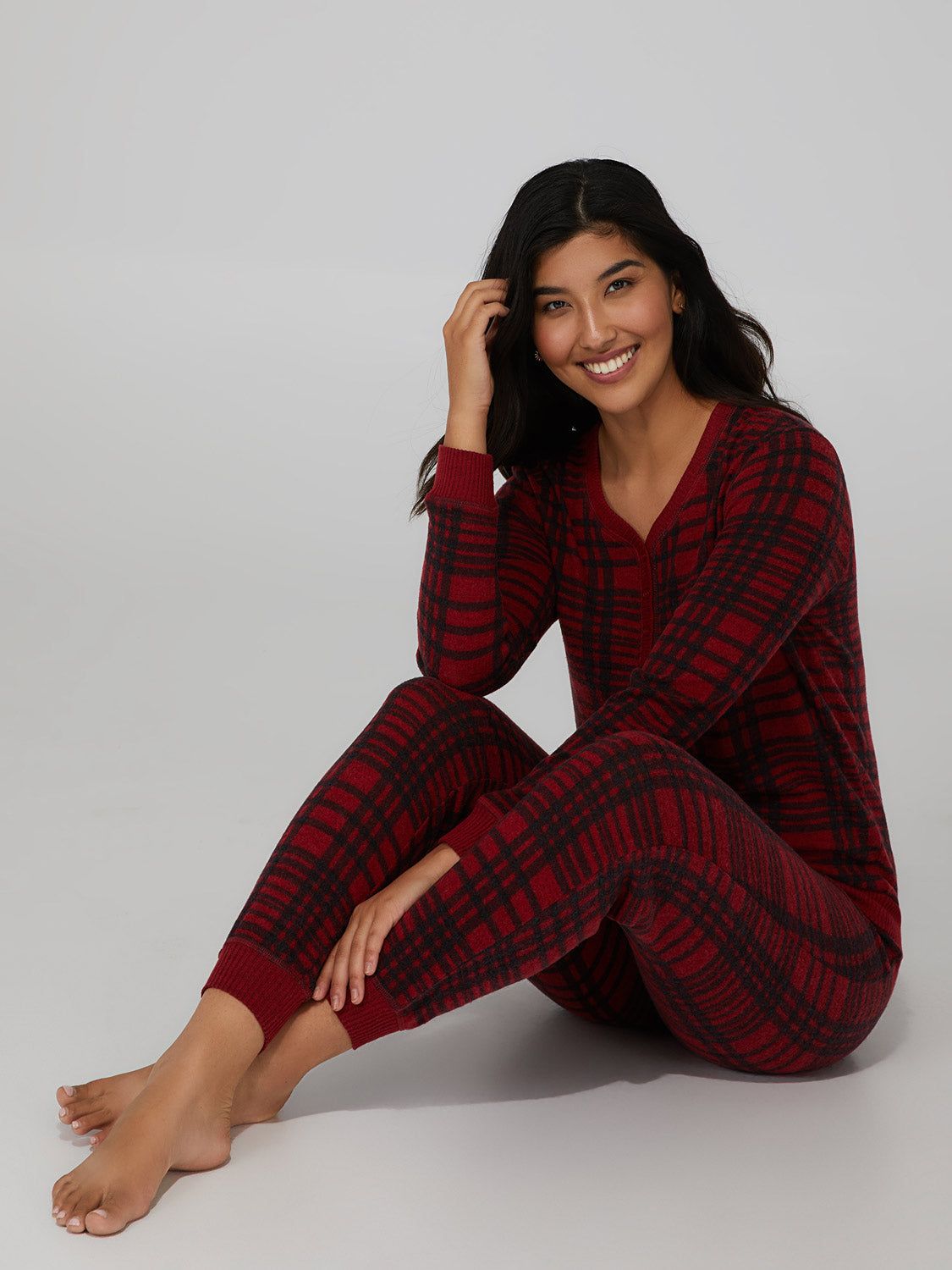 Plaid Henley PJ Set sold by Suzy Shier product image thumbnail 2